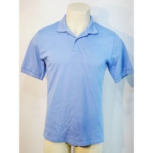 Vintage Men Crest USA Blue Short Sleeve Collared Golf Polo Medium Button